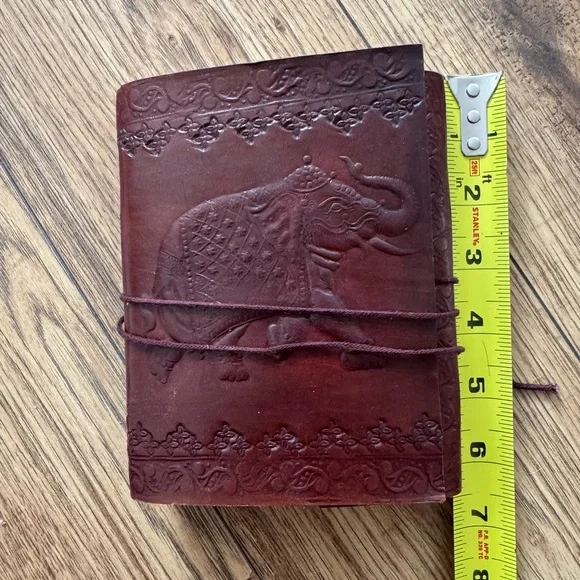 Embossed Elephant Leather Journal - Deep Brown - Picture 5 of 6